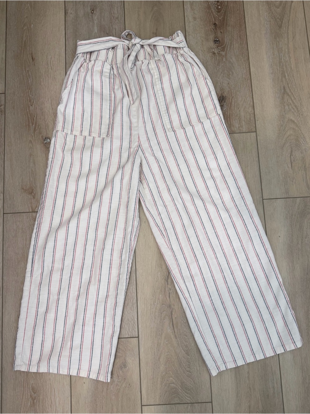 Striped Paperbag Waist Wide Leg Pants Medium